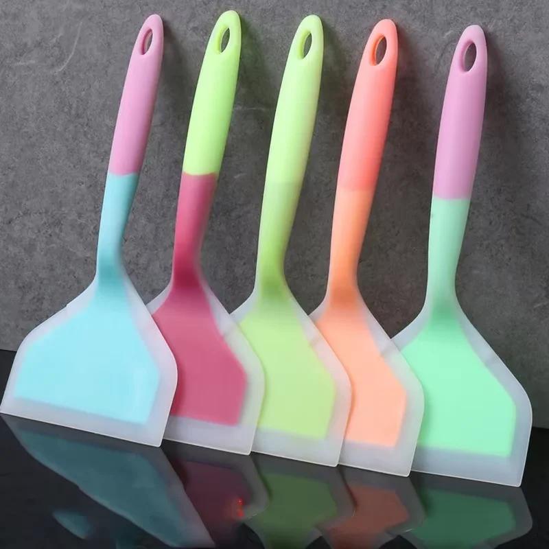 1PC Random Color Silicone Spatula Kitchen Tool, Cooking Scraper for Meat, Egg, Pizza, and More, Multi-Use Kitchen Utensils