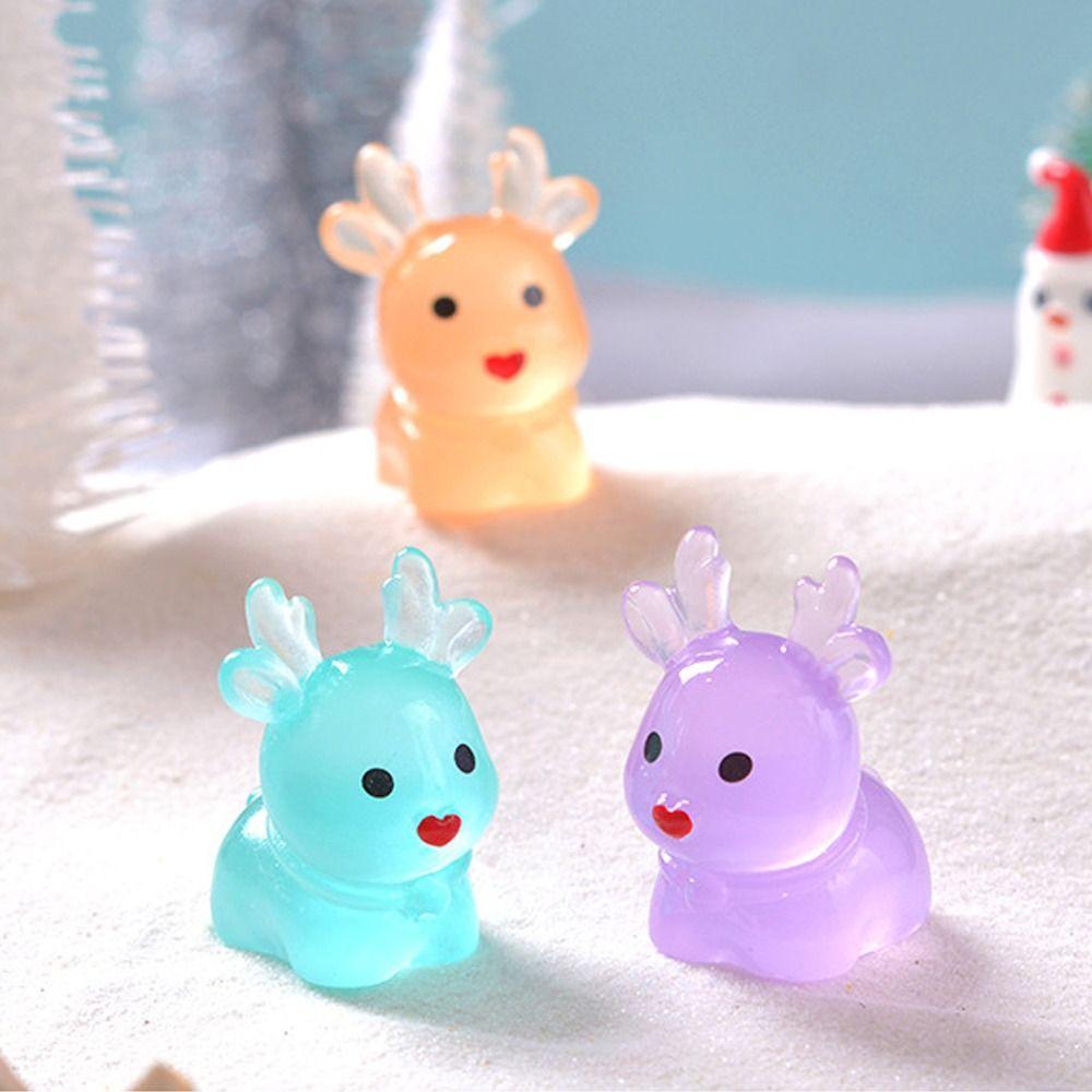 20pcs Resin Crafts Elk Miniature Figurines Cartoon Small Deer Statue Christmas Gift