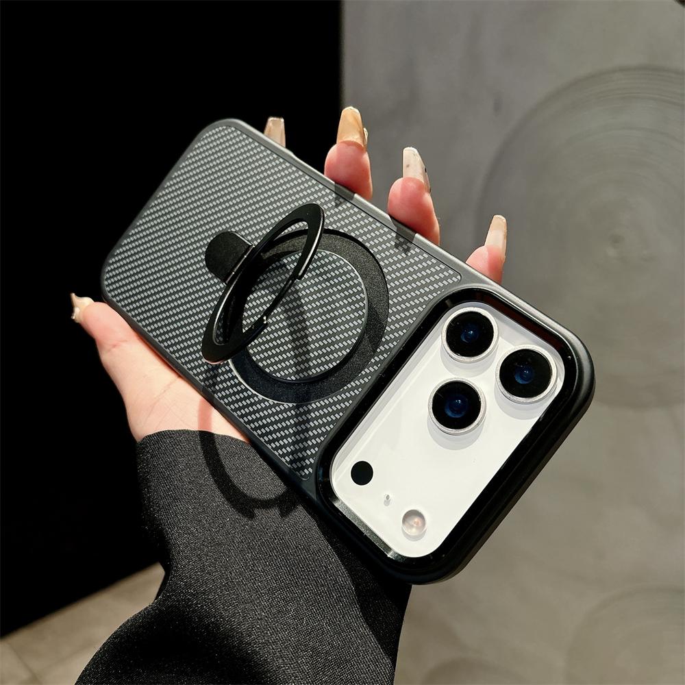 

Магнитный держатель-подставка Armor из углеродного волокна, матовый чехол для iPhone 17 Air 16 15 14 Plus 13 12 11 Pro Max, чехол-держатель для Magsafe iPhone17 Pro
