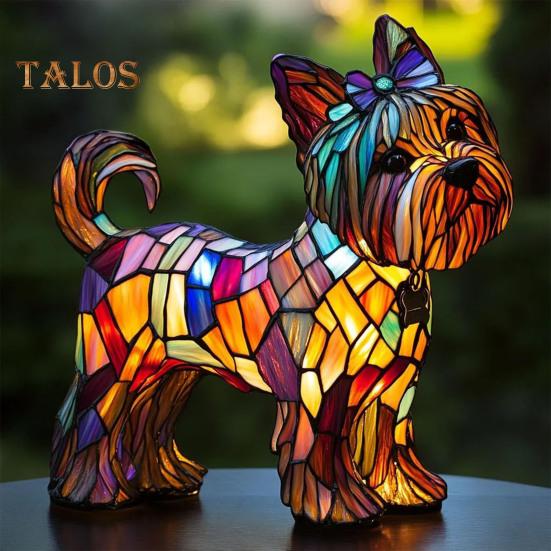 Dog Series Art Night Light Decor Soft Glow Flicker Free USB Powered LED Table Lamp Hand Painted Pet Themed Desk Accent