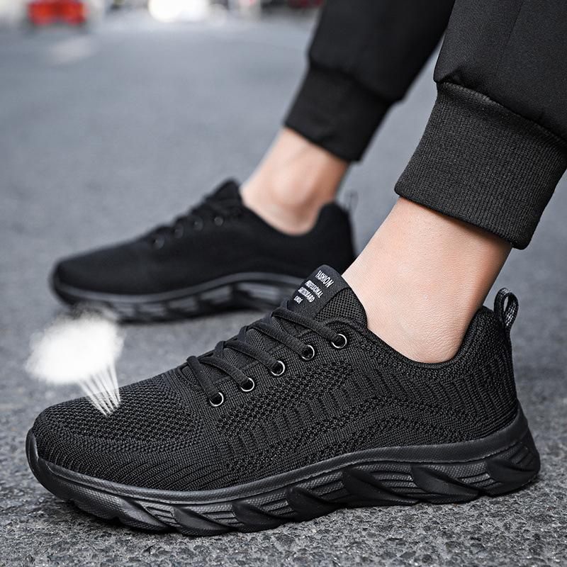 Herbst Markenschuhe Sportschuhe neue leichte rutschfeste weich gefederte Laufschuhe schwarze Freizeitschuhe
