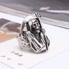 Men's Grim Reaper Scythe Skull Ring in Retro Titanium Steel