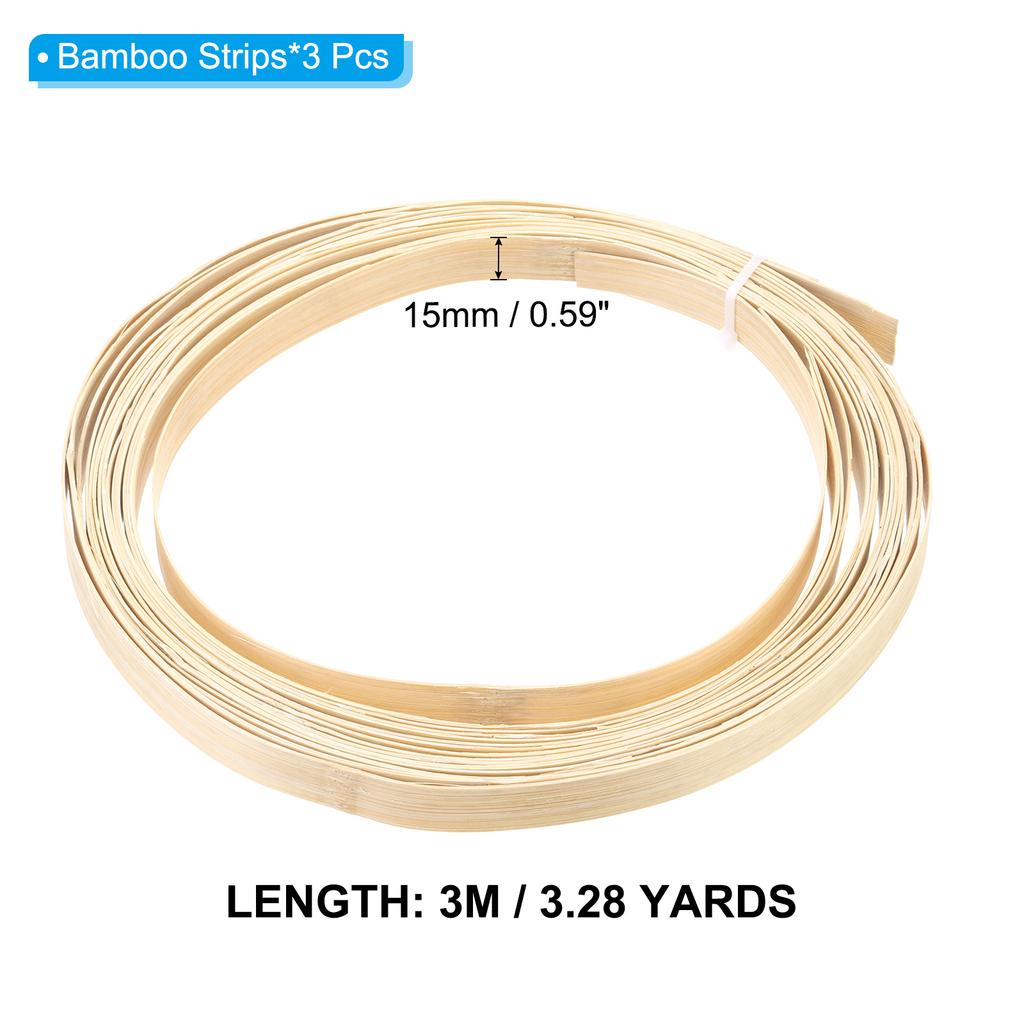 10 Ft Bamboo Rattan Weaving Cane Bundle of 2/3/7 Bamboo Strips Weave Basket Weaving Supplies for Crafting DIY Making, Wooden