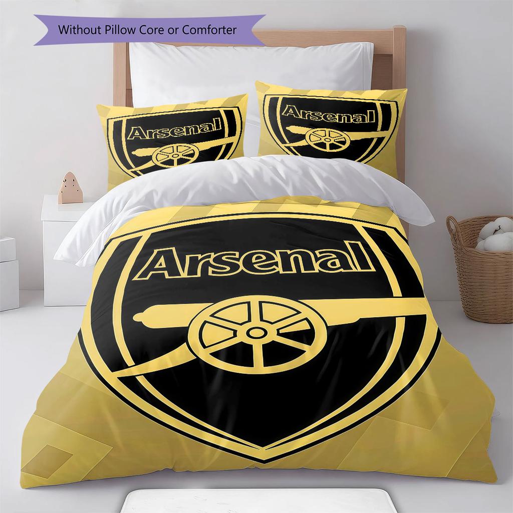 Arsenal Muster Bettwäsche Heimdekoration Geburtstagsgeschenk ( 1 Bettbezug + 2 Kissenbezüge, ohne Füllung),Fanartikel.