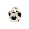 Adorable Plush Tote Bag With Heart Pattern Spacious Cute Student Handbag