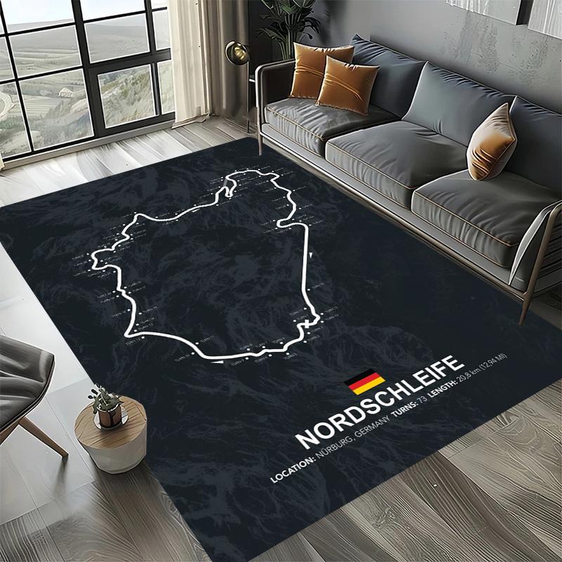 Alfombra Decorativa Tema Automovilismo Fórmula 1 Alfombra Amante de las Carreras Alfombra de Cuatro Estaciones Impresa con Circuito F1 Imola Monaco para Habitación Sofá