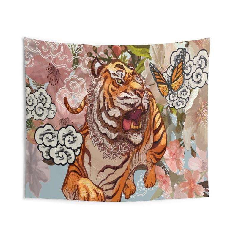 Roaring Tiger Butterfly tapestry 75x100 чёрный