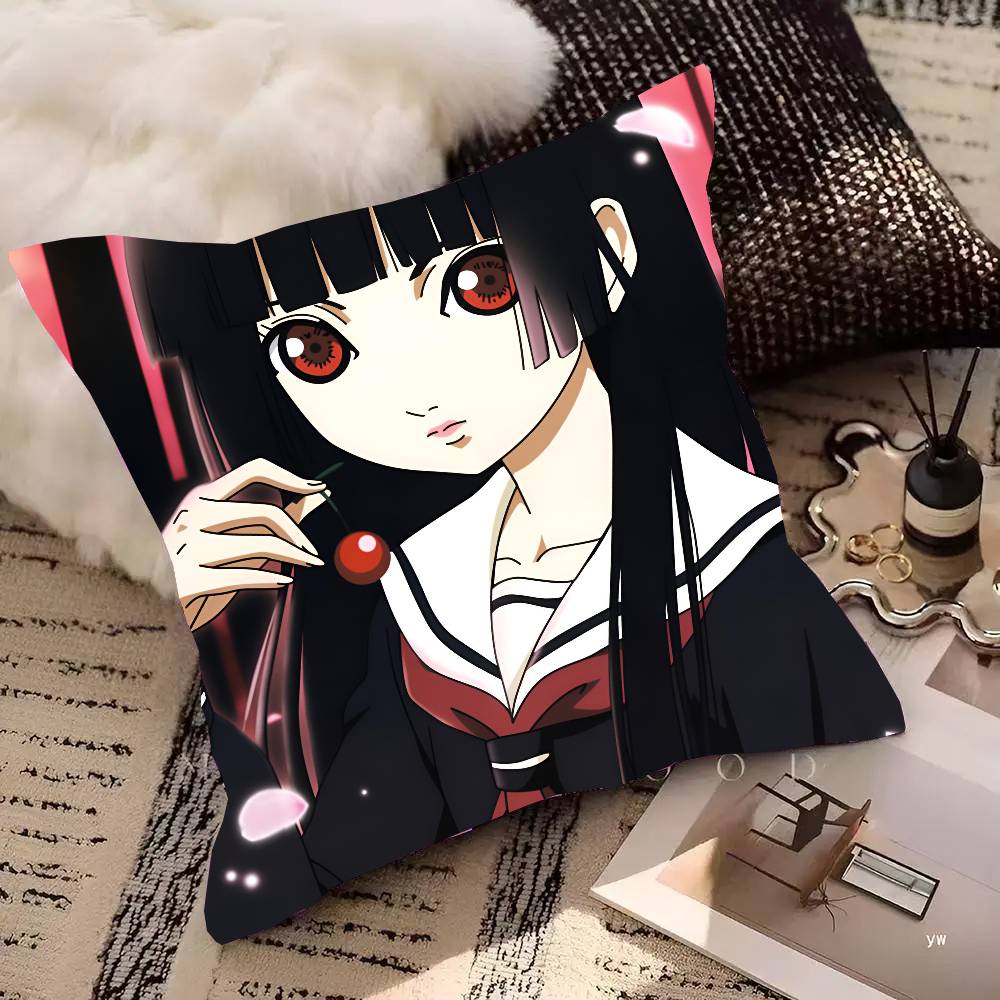 Наволочка для подушки с изображением Адской девочки Jigoku Shoujo, квадратная, для спальни, дивана, подушка для отдыха и комфорта, для автомобиля, гостиной, домашний декор 16x16Inch