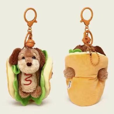 New Cartoon Dog Dress-up Sausage Plush Keychain Accessories Cute Small Hanging Gifts Merchandise