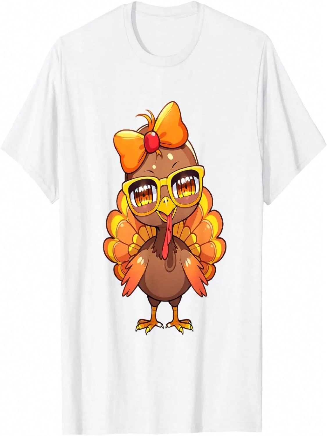 Cutest Turkey With Coquette Thanksgiving T-Shirt. S