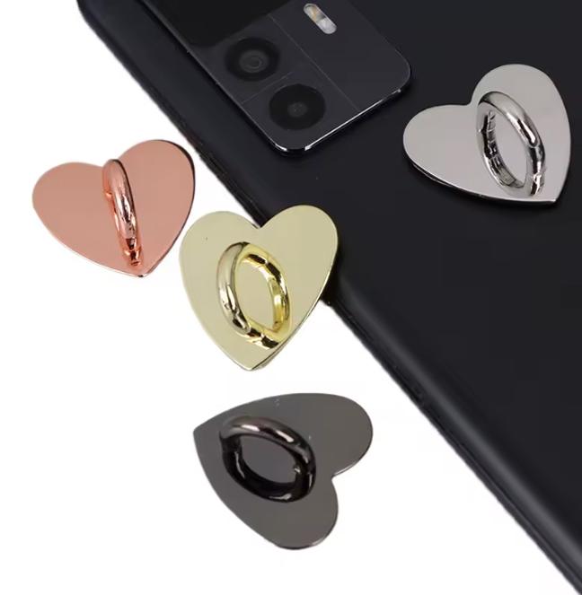 10/8/6/4/2/1PCS Adhesive Metal Heart Phone Charm Holder Mobile Phone Case Finger Ring Stand Hook Buckle Charm Clasp Accessory