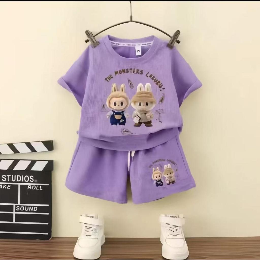 Cool Short-sleeved LBB T-shirt Set for Boys, A Two-piece Summer Children's Fashion Set