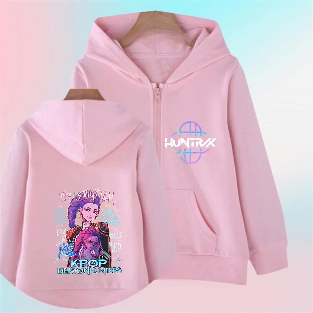 Kpop Demon Hunters Zip Up Hoodie Girls Boys Fashion Long Sleeves Loose Casual Zipper Sweatshirt