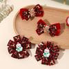 4Pcs New Christmas Flower Hair Clips Cartoon Snowman Plaid Bow Hairpins For Girls Children New Year Headwear Accessories Gift