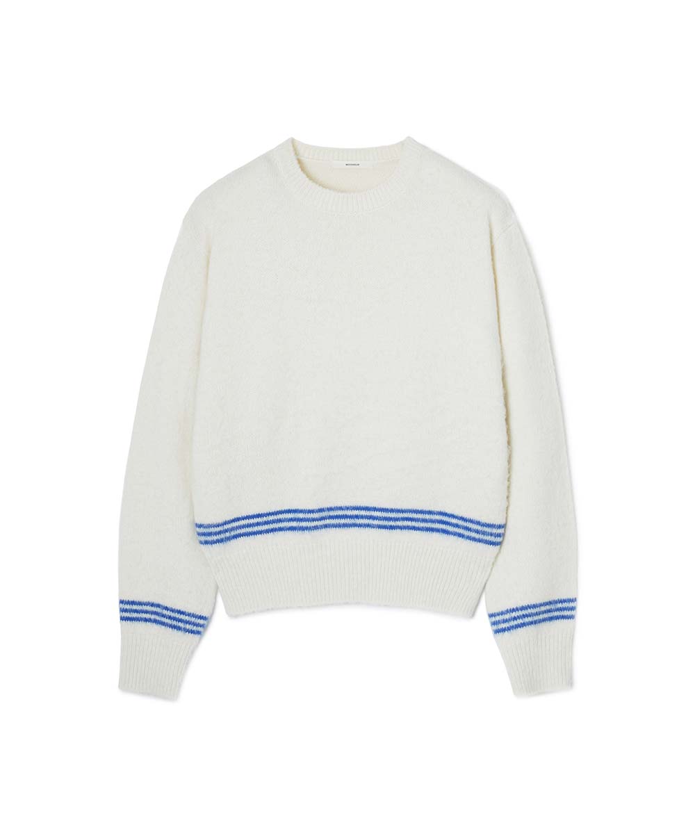 Moon Sun Essential_Unisex Mss Mohair Blend Stripe Knit [Ivory Blue] Reference/Unisex - L