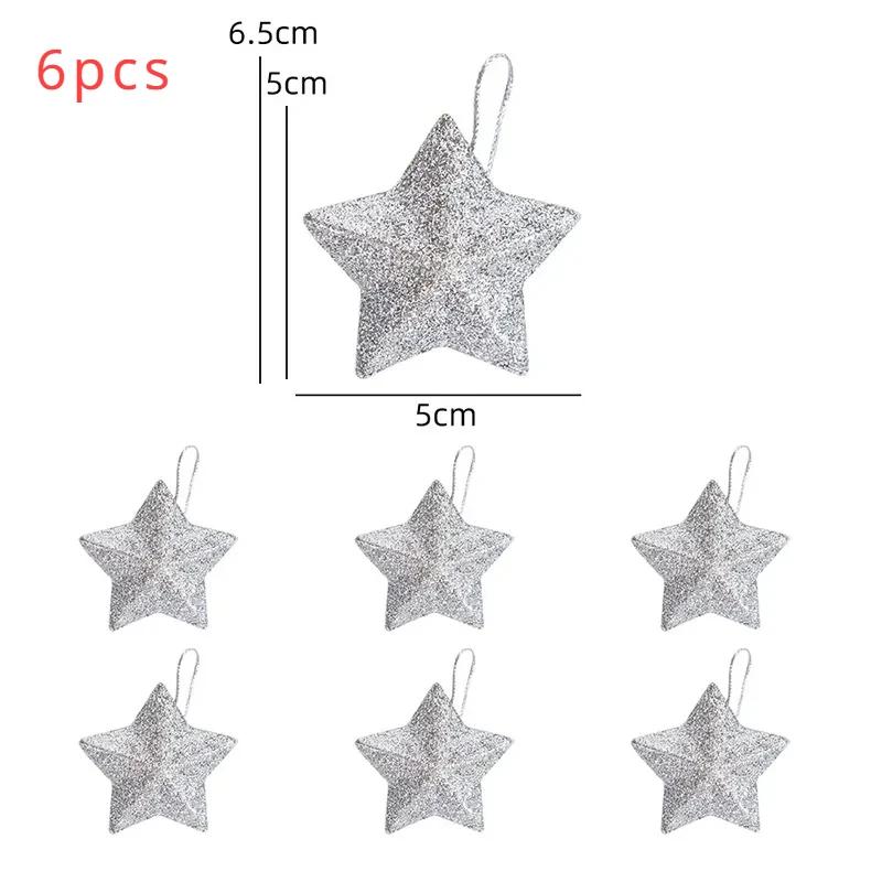 6Pcs Plastic Christmas Decorations Gold Glitter Star Decorations Christmas Tree Hanging Decorations Christmas Tree