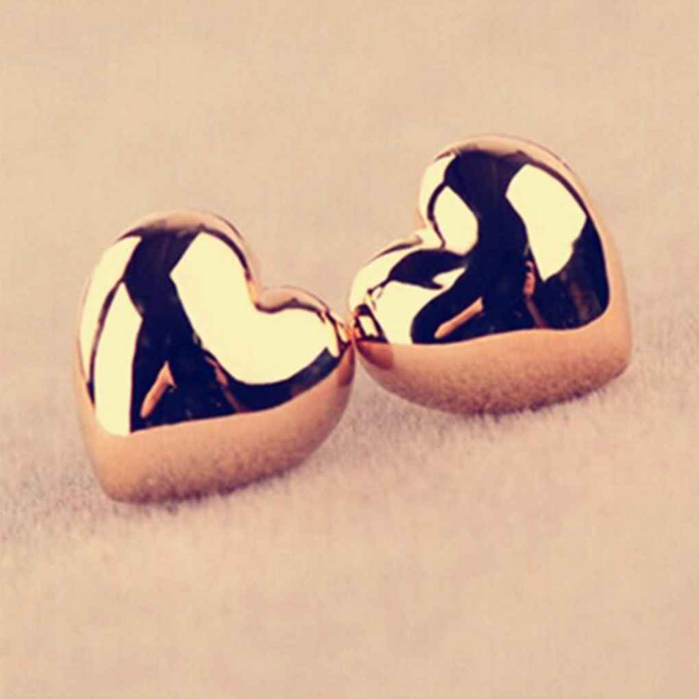 1 Pair Women Heart Shape Ear Glossy Jewelry Ears Small Studs Earrings Stud Trendy Piercing Party Simple Female
