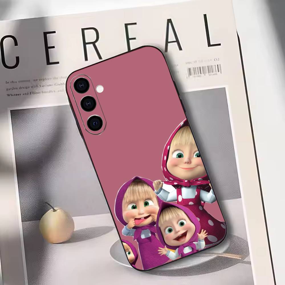 Sweet Cartoon Couple Phone Case Black Silicone Soft For Samsung Galaxy A73,A72,A71,A70,A53,A52,A51