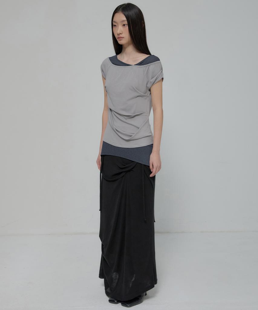 Peulleeoeob 2-Layered Top (Fl-141_Gray&Charcoal)