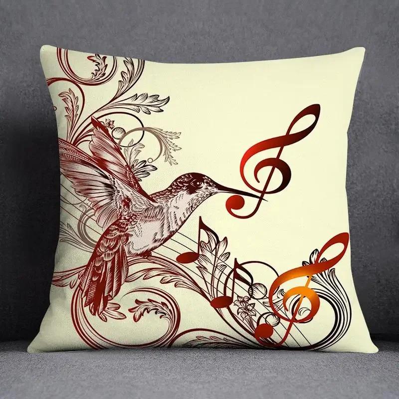 Musical Note Guitar Series Pattern Home Decoration Pillow Case Square Office Cushion Cover