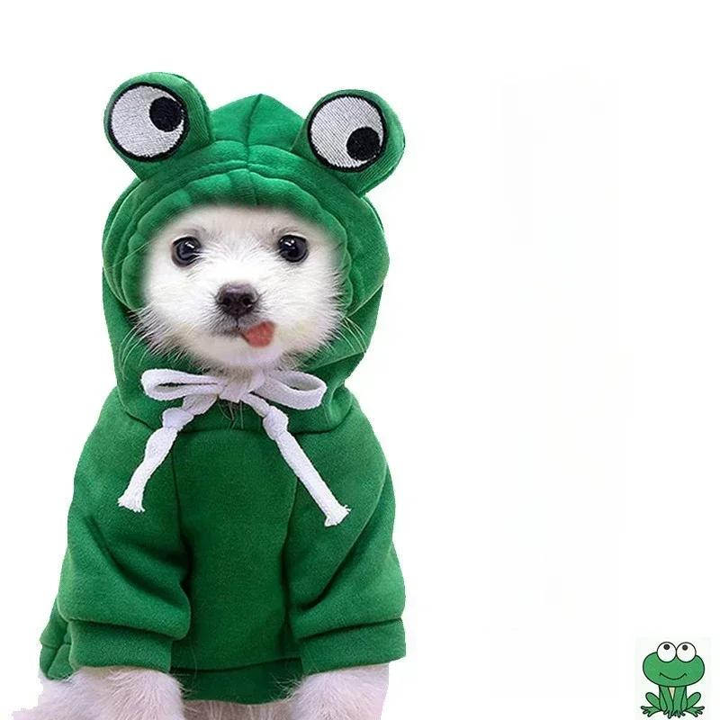 Dog Frog Shape Hoodies Pet Dog Cat Coats Winter Warm Cosplay Costume Pet Clothes Hooded Sweatshirt Suitable for S/M/L Dogs