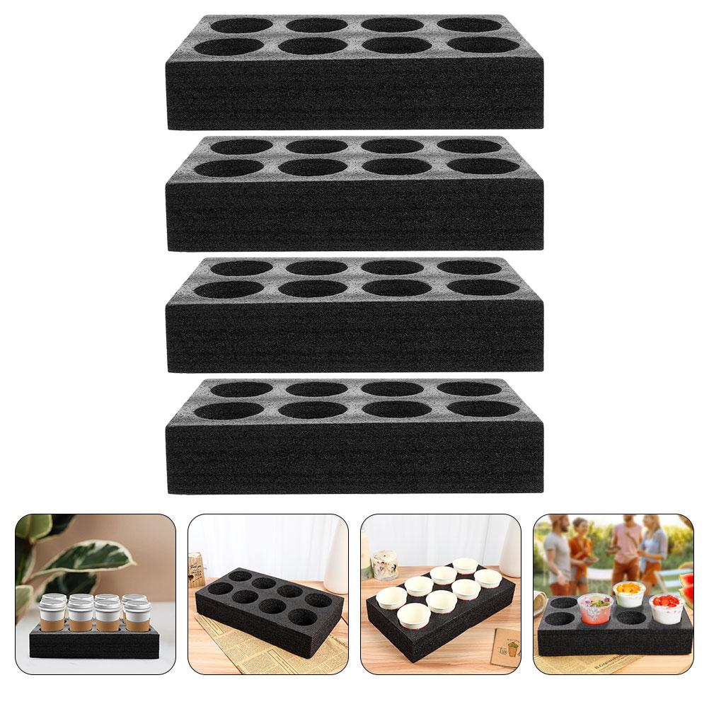 4 Pcs Milk Tea Cup Holder Foam Carrier Trays Beverage Packaging Drink For Delivery Epe Takeout