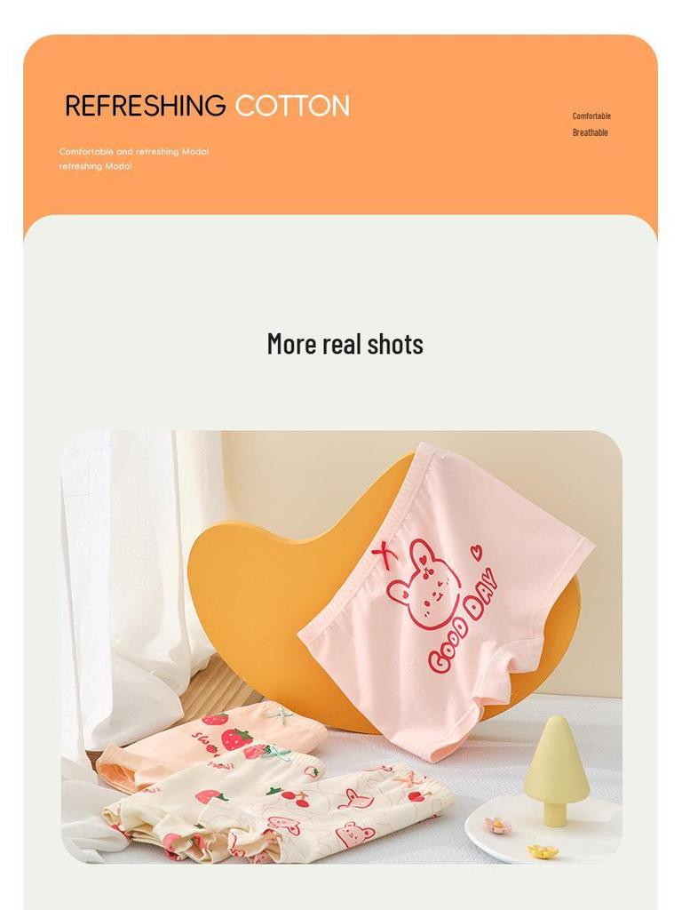 Girls' Pure Cotton Antibacterial Boxer Briefs for Kids - No Wedgie Design