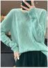 2023 Early Autumn Women's Round Neck Solid Loose Knit Hollow Wool Sweater Top