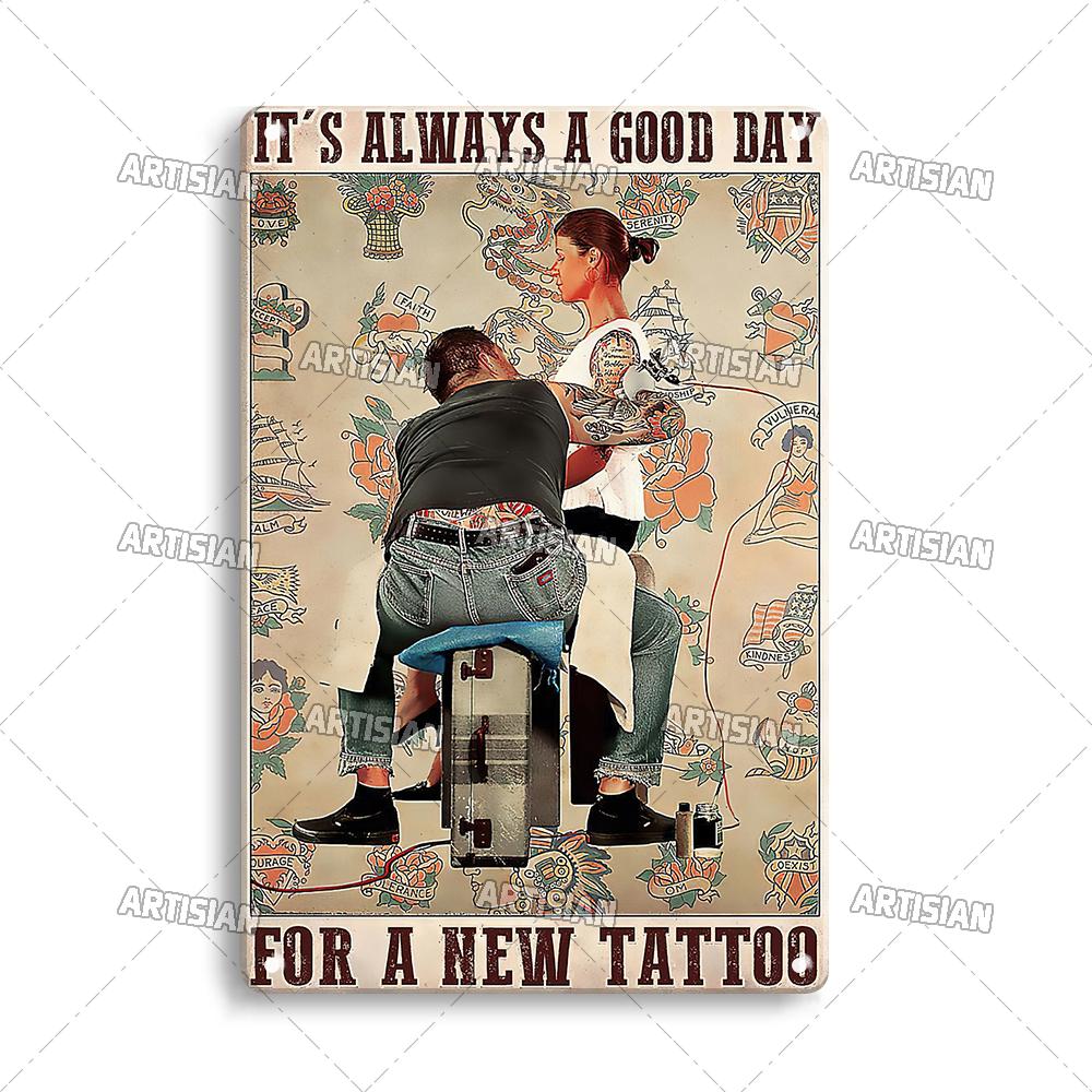 Artisian Tattoo Retro Metal Poster Job Tin Plaque Hobby Decorative Plate Wall Decor Garage Bar Pub Club Hotel Cafe Kitchen Home