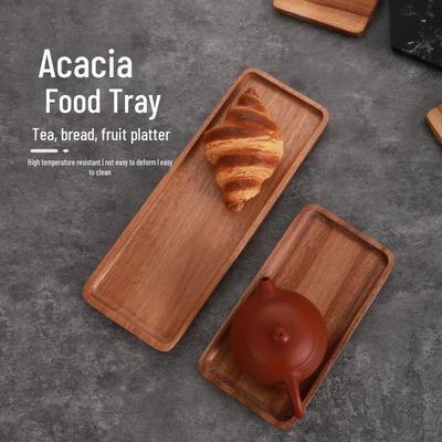 Vassoio per alimenti in legno di acacia con sottobicchiere in resina e marmo - Perfetto per servire tè, pane, frutta e cena