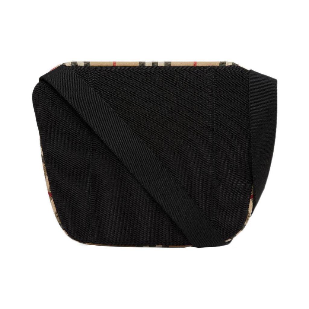 Burberry Verstellbarer Crossbody-Gurt Reißverschluss Karierte Baumwolle und Leder Umhängetasche Herren Umhängetasche Beige 80629451
