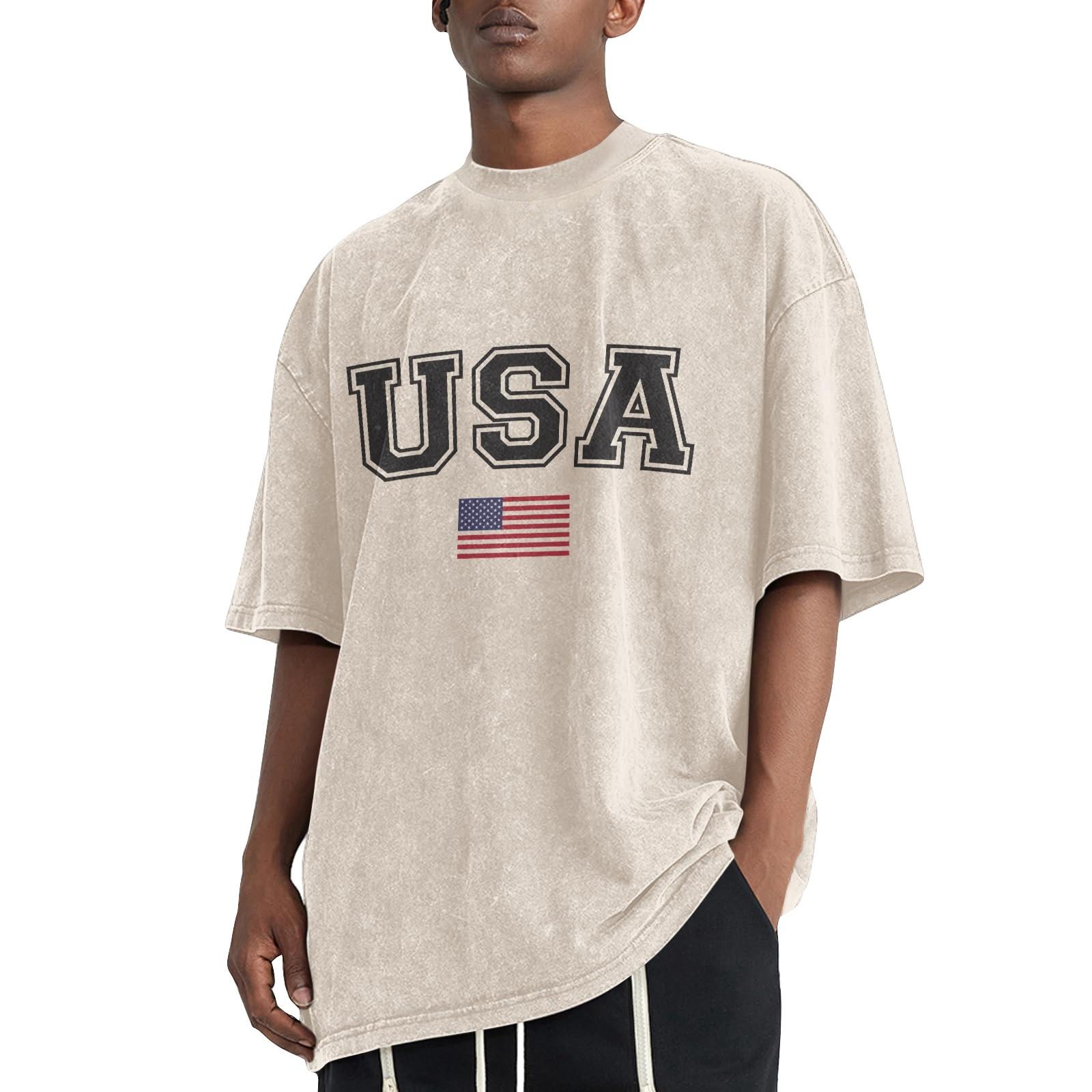 

Мужская летняя однотонная потертая футболка с заниженной линией плеч, мужская повседневная модная футболка XXL бежевый