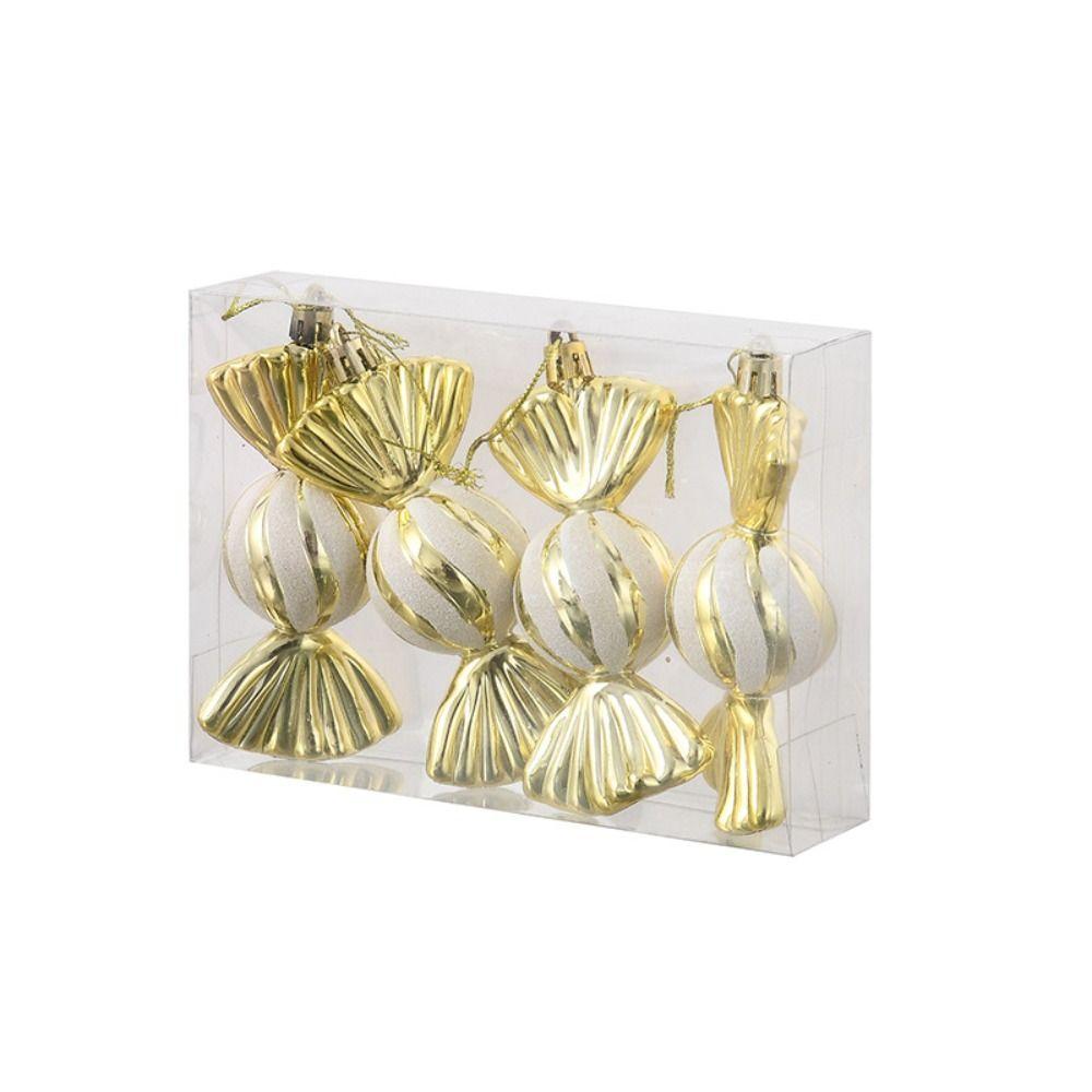 

4pcs Electroplating Christmas Candy Pendants Colorful Colorful Candy Interesting Christmas золотой