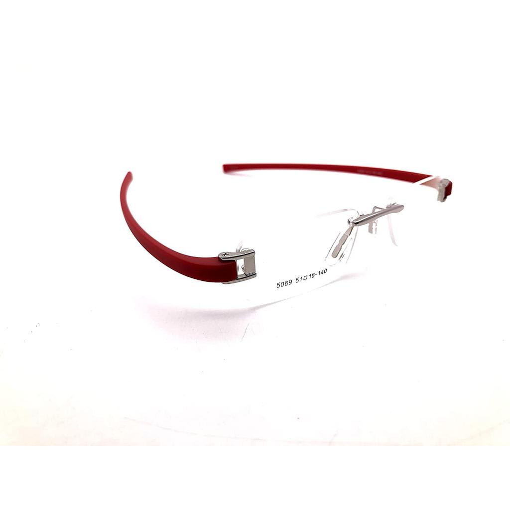 RSINC Combo of Sliver Red -Sliver Blue Rimless frame/eyeglass/Spectacle, 51-18-140 I2-37P3-AIKE