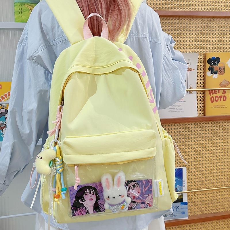 School Bag New College Style Fresh and Sweet Dopamine Candy Color Transparent Bar Junior High School Backpack