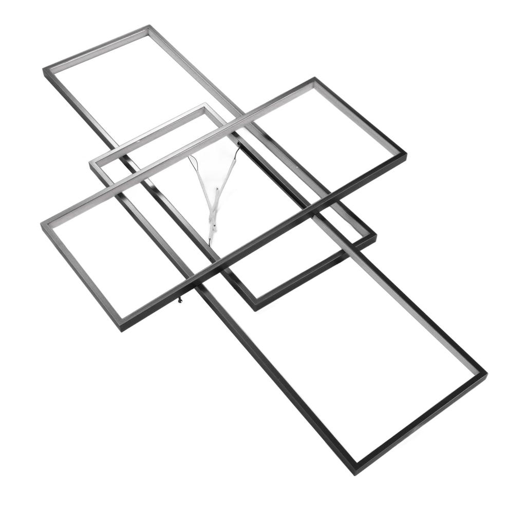 Modern LED Ceiling Light Dimmable 3 Layer Rectangular Flush Mount Lighting Fixture Ceiling Lamp with Remote for Bedroom