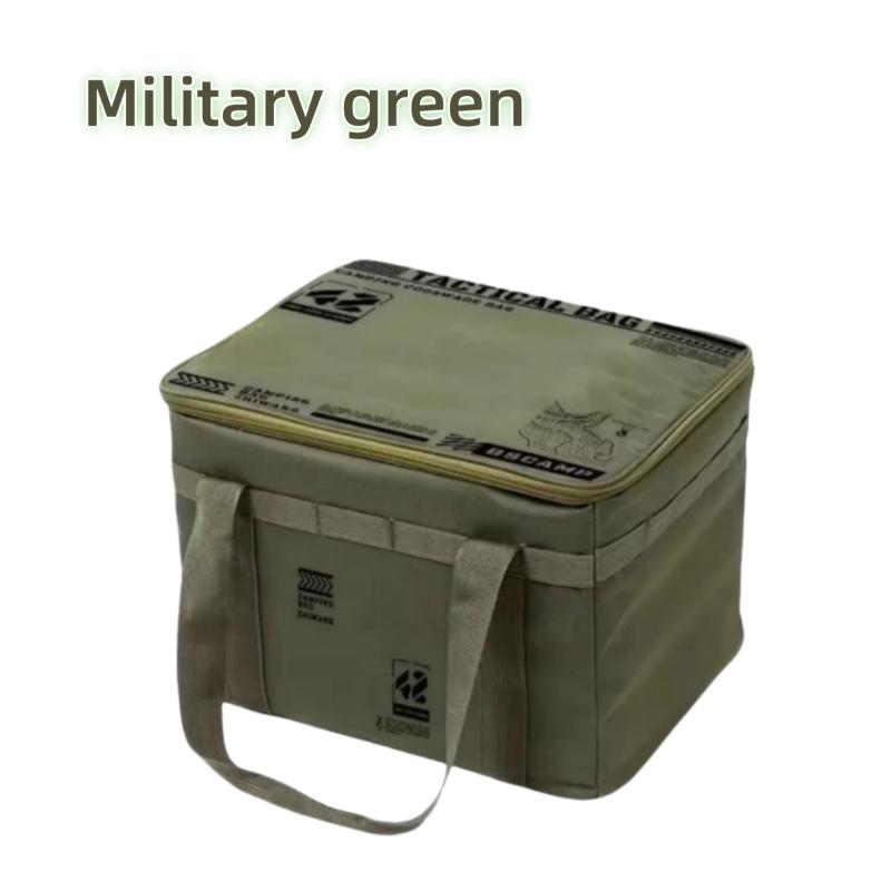 42L Large Capacity Insulated Storage Bag, Waterproof Folding Box, Outdoor Picnic Camping Tableware Tote, Portable Cooler Bag. зелёный