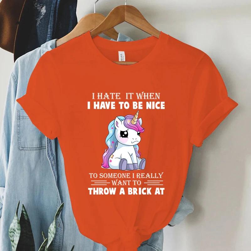 

Милые футболки с графикой единорога, винтажные повседневные футболки, новая мода Харадзюку, женская одежда Y2k, гранж топы, женская корейская футболка 4XL