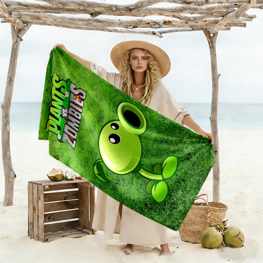 Plants Vs. Zombies Beach Towel Quick-Dry Soft Microfiber Comfortable Lightweight Suitable for Swimming, Gym, Camping, Yoga Vacation