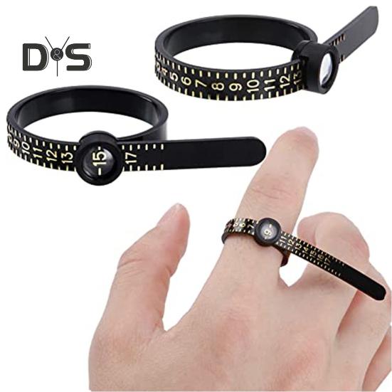 2 szt. Rozmiary pierścionków ze szkłem powiększającym do wygodnego odczytu Dokładna skala 1-17 Pasek do pomiaru pierścionków Wielokrotnego użytku amerykański wskaźnik rozmiaru palca Rozmiar biżuterii