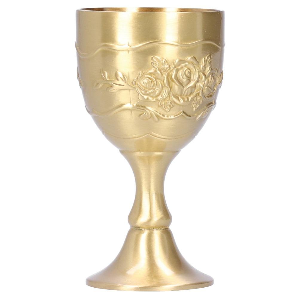 Gravierte Blume Vintage Kelch Geprägter Rosenweinkelch Messingkelch Partyzubehör