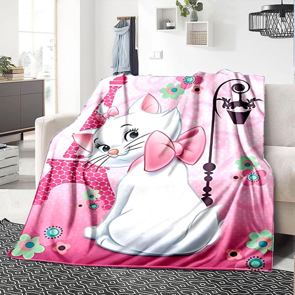 1pc cat, Paris blanket Lightweight Flannel Throw for Sofa Bed Travel Camping Livingroom Office Couch Chair
