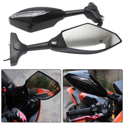 2ks Spätné zrkadlo s držiakom na riadidlá motocykla s LED smerovými svetlami