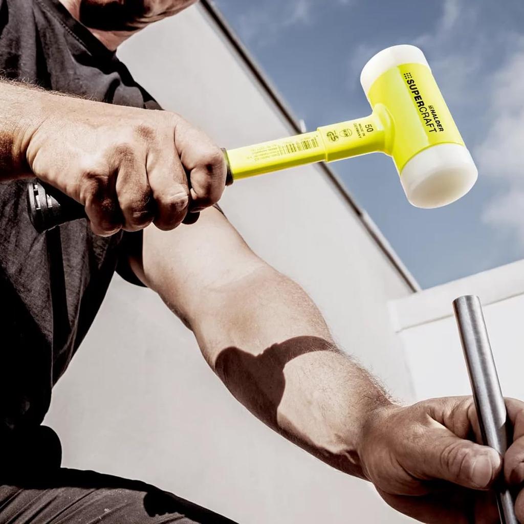 Halder 3377140 Mallet with Steel Tube 40 Mm Break-Resistant Handle, Yellow,