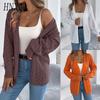Autumn and Winter Hollowed-out Lantern Long-sleeved Cardigan Sweater Mid-length Coat Women's Wear