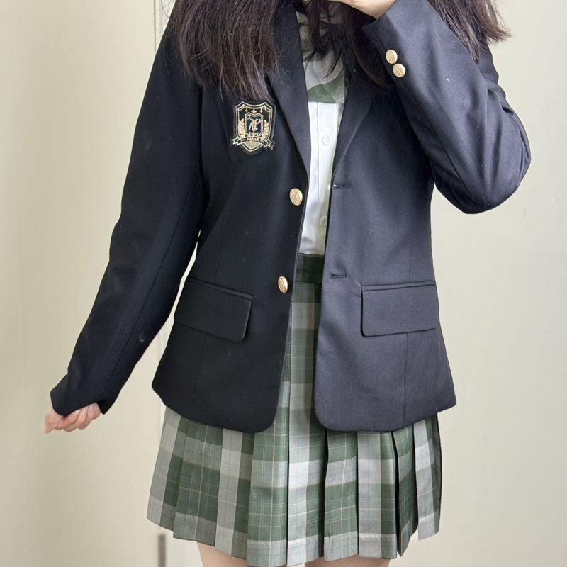 

Женская осенне-зимняя японская школьная форма в стиле академии JK: Комплект блейзера, не требующего глажки, и клетчатой юбки XS Suggest 70-85 lb