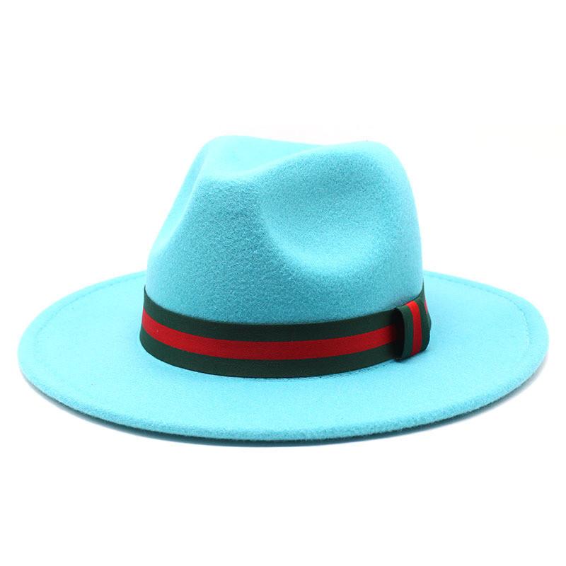 Fall Winter Fedora Hat For Men Women With Leopard Print Wool Felt Wide Brim Sun Protection