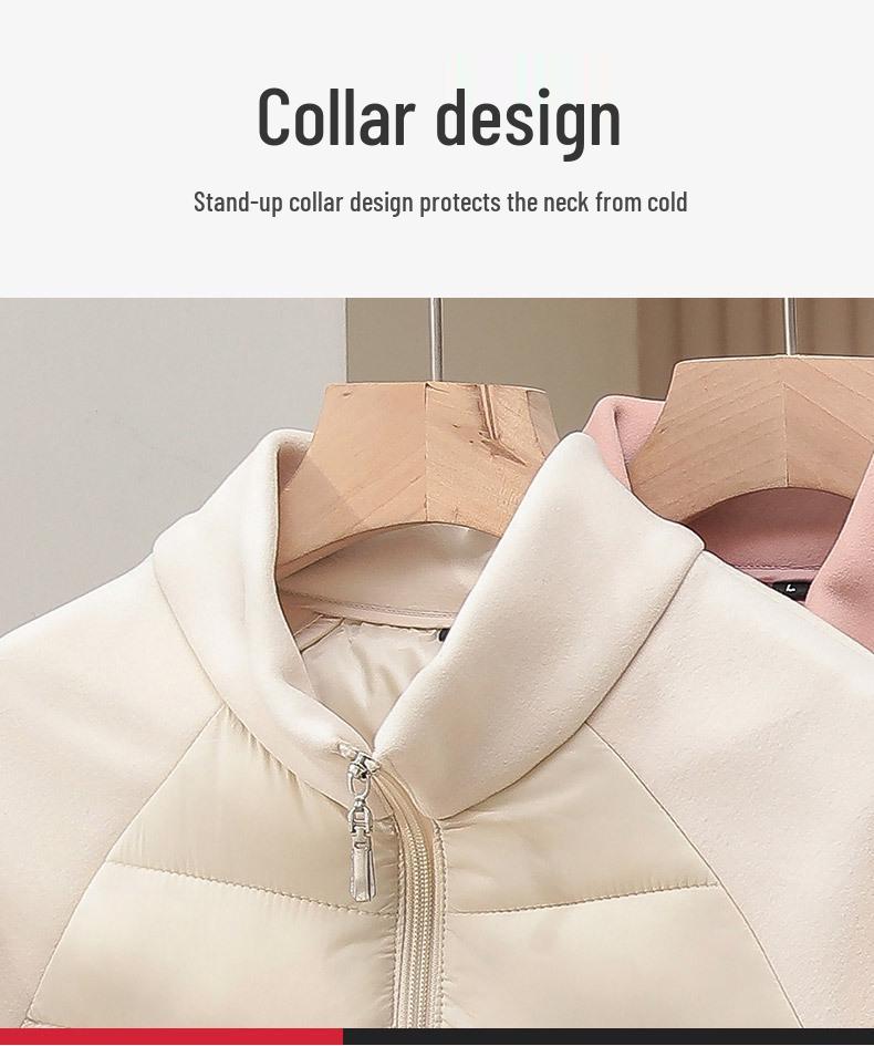 Women's Sporty Spliced Cotton Jacket - Warm Stand-Up Collar, Slim Rib, Lightweight Winter Outdoor Coat for Yoga