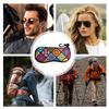 Geometric Pattern Eyeglass Case Hard Shell Zipper Glasses Storage Bag with Hook Portable Sunglasses Protector for Travel Outdoor