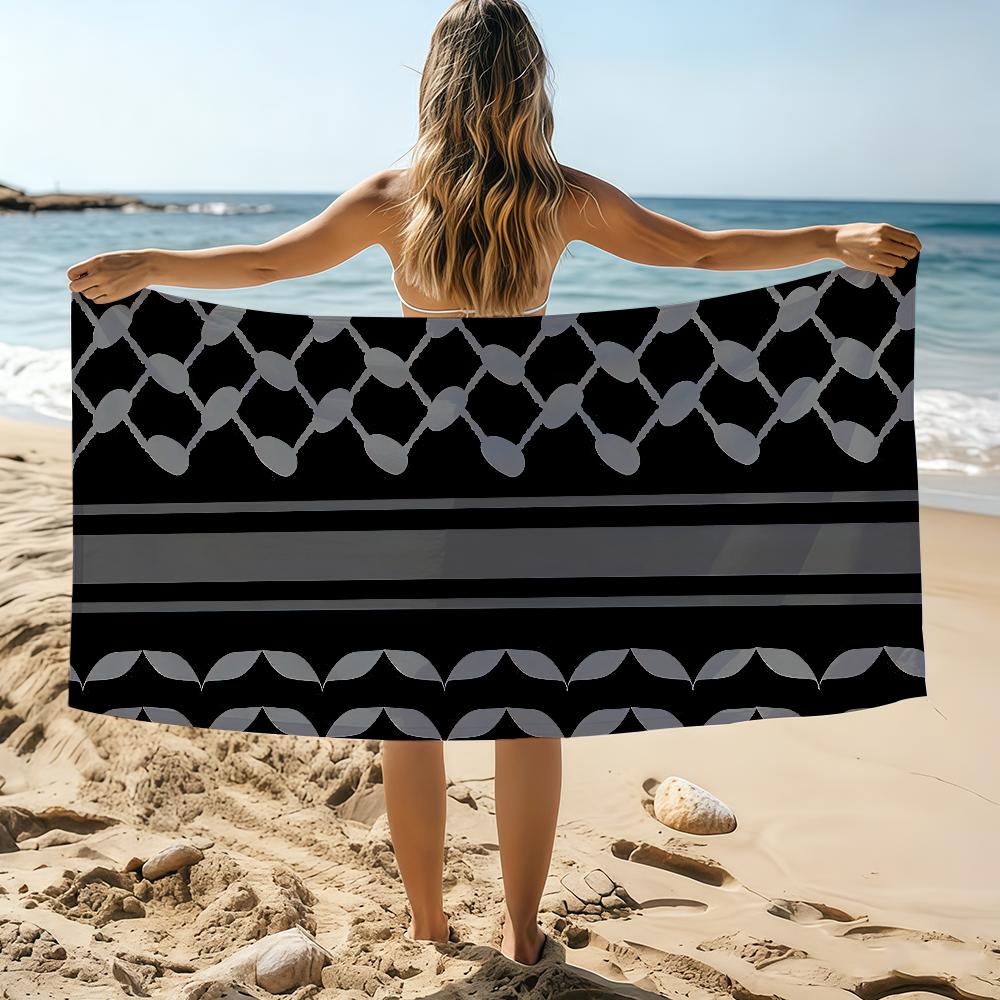 

Hattah Keffiyeh Towel Beach Towel Oversized Quick Dry Towel Absorbent Soft Swim BeachTowels for Men Women W30*H60(CM)